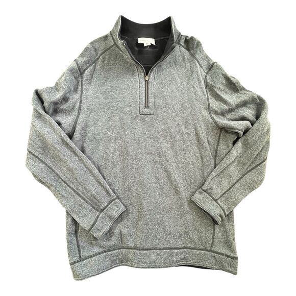 Tommy Bahama Reversible 1/4 Zip Sweater Mens Large LOT OF 2 Golf Black Gray - Picture 2 of 14